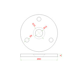 Kotviaca platňa ø 80 mm na drevený stĺp, brúsená AISI 304 Kotviaca platňa ø 80 mm na drevený stĺp, brúsená AISI 304
